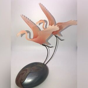 Vintage John Perry Mooon Egg Pink Flamingos 1985